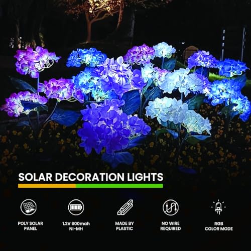 hardoll Plastic Solar Decorative Light Hydrangea Flower Shaped RGB Color LED Lamp For Waterproof Outdoor Home Garden Yard(Lavender Color-Pack Of 1) - Image 4