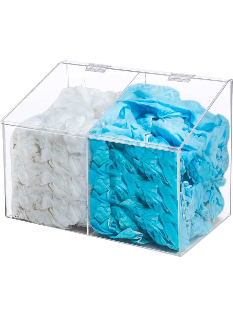 Slasa Acrylic PPE Dispenser – 2 Compartments Clear Safety Equipment Organizer – Wall Mount or Countertop Holder for Gloves, Masks & Sanitizers – (15x9x11 inch) - Image 2