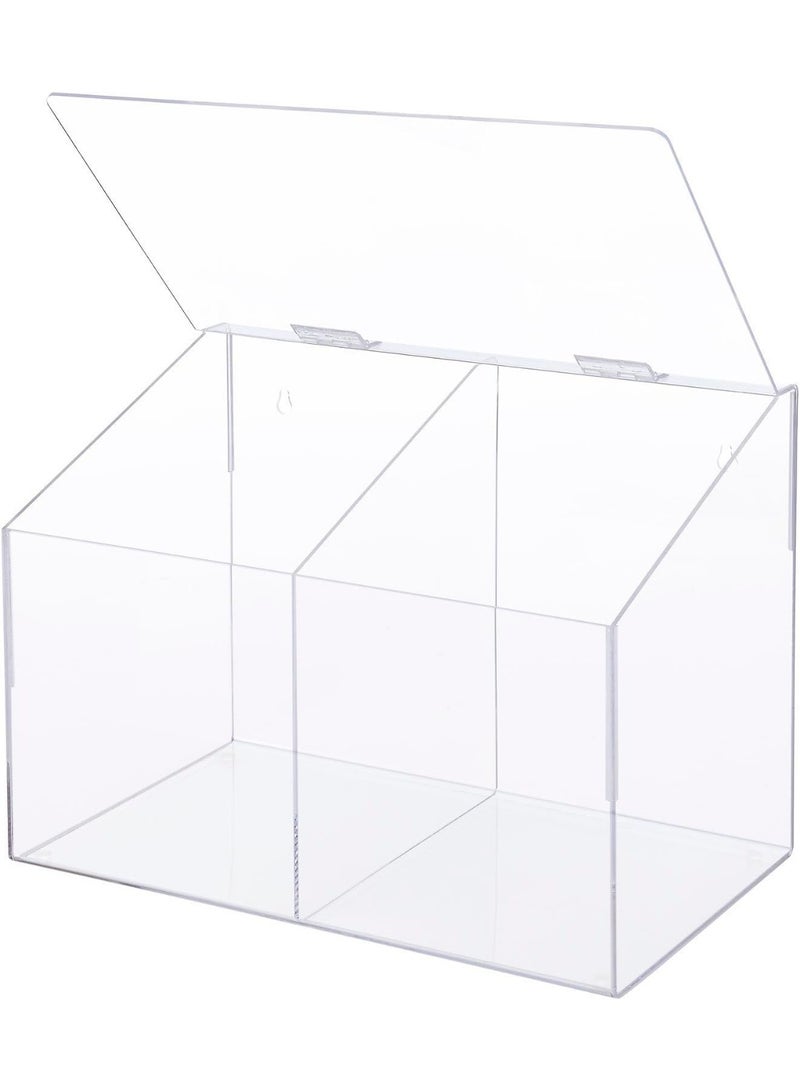 Slasa Acrylic PPE Dispenser – 2 Compartments Clear Safety Equipment Organizer – Wall Mount or Countertop Holder for Gloves, Masks & Sanitizers – (15x9x11 inch) - Image 3