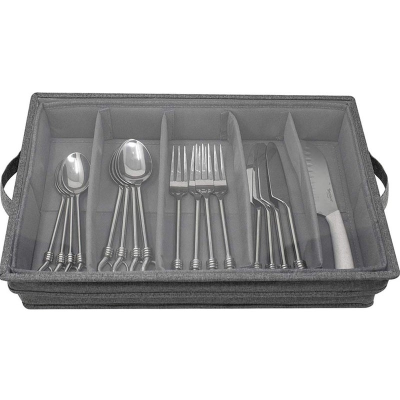 Household Tableware Storage Box with Clear Lid Multi-grid Silverware Cutlery Arrangement Box - Image 3