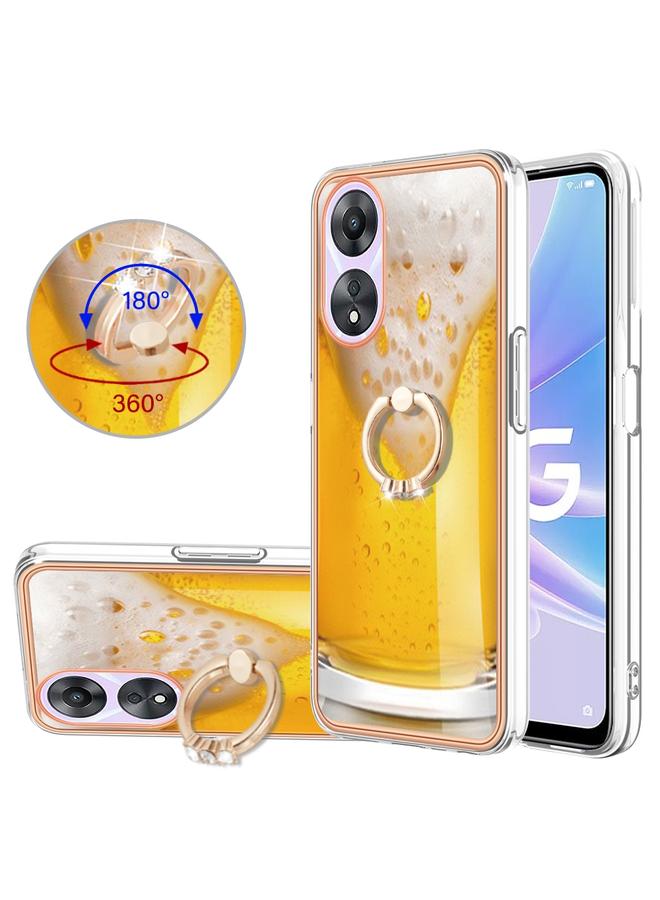 S-TOP Case For OPPO A78 / A58 Electroplating Dual-side IMD Phone Case with Ring Holder - Image 1