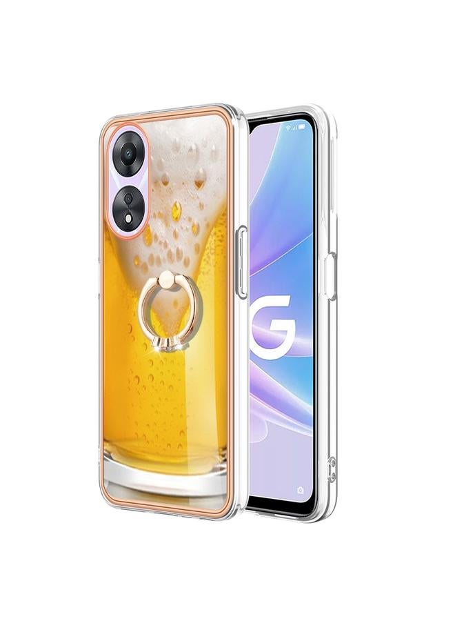 S-TOP Case For OPPO A78 / A58 Electroplating Dual-side IMD Phone Case with Ring Holder - Image 2