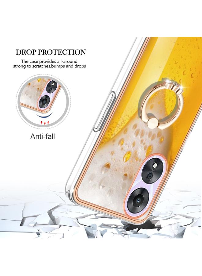S-TOP Case For OPPO A78 / A58 Electroplating Dual-side IMD Phone Case with Ring Holder - Image 4