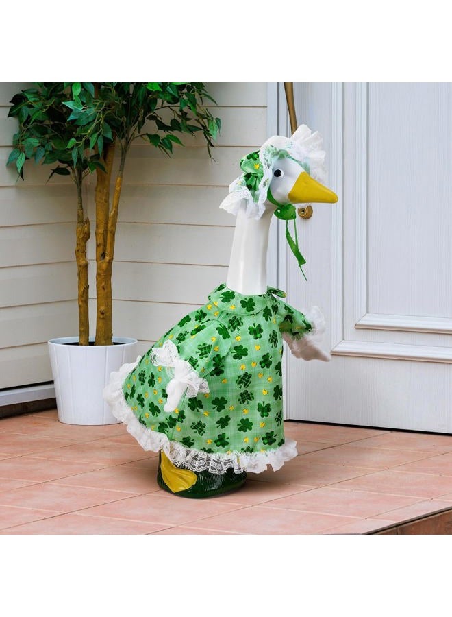 ComfyKit 2 Sets Holiday Porch Goose Outfits for Valentine and St. Patrick,23" Porch Goose Clothes for Patio Yard Lawn Decor - Image 5