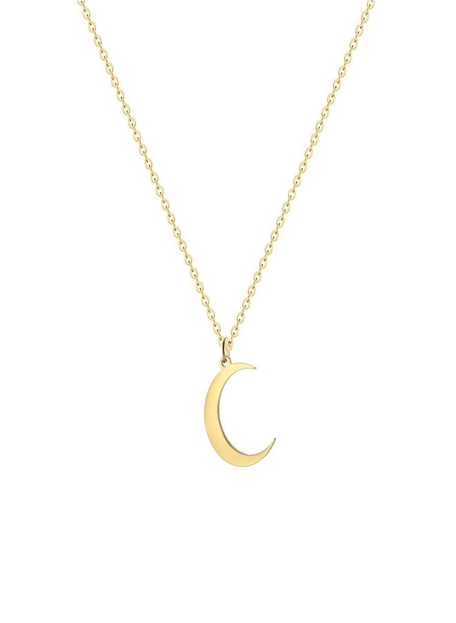 Glimmerst Crescent Moon Necklace, 18K Gold Plated Stainless Steel Crescent Moon Pendant Necklace Delicate Dainty Crescent Necklace for Women - Image 1