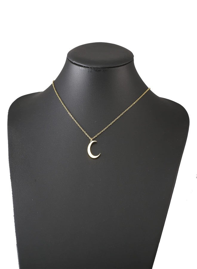 Glimmerst Crescent Moon Necklace, 18K Gold Plated Stainless Steel Crescent Moon Pendant Necklace Delicate Dainty Crescent Necklace for Women - Image 5
