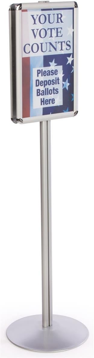 Displays2go Display Stands 14 x 5512 x 14 Inches Silver Finish Aluminum Snap Open Poster Holders QCRND17X2 - Image 2
