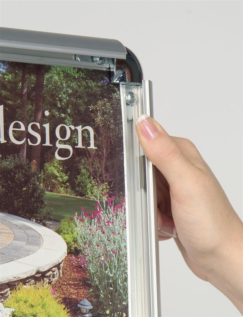 Displays2go Display Stands 14 x 5512 x 14 Inches Silver Finish Aluminum Snap Open Poster Holders QCRND17X2 - Image 4