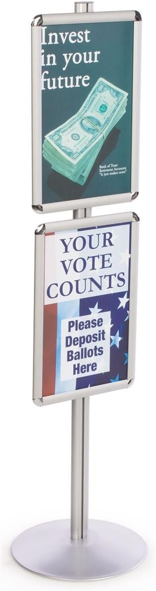 Displays2go Display Stands 14 x 5512 x 14 Inches Silver Finish Aluminum Snap Open Poster Holders QCRND17X2 - Image 3