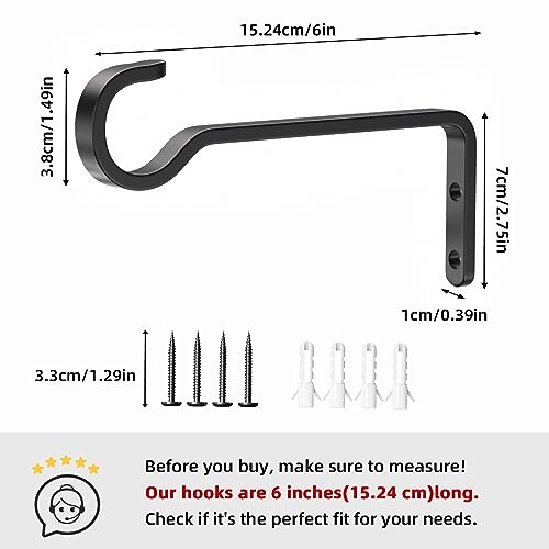 saffruff 6 Inch 2 Pack Heavy Duty Outdoor Plant Hangers for Hanging Baskets, Iron Plant Brackets for Hanging Plants Outside, Metal Plant Hooks Plant Wall Hooks for Hanging Lantern, Bird Feeder - Image 3