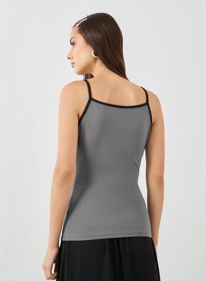 Take Two Take Two Striped Contrast Trim Strappy Cami Top  - Image 4