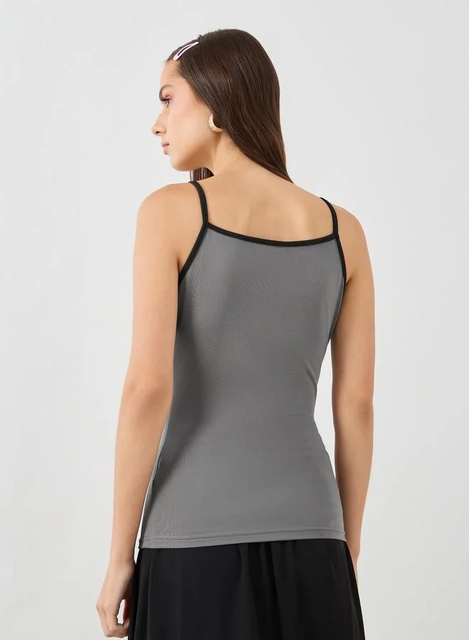 Take Two Take Two Striped Contrast Trim Strappy Cami Top