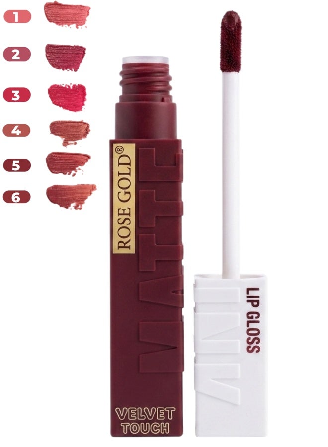 Rose Gold® Velvet Touch Matte Ink Lip Gloss – Long Lasting Highly Pigmented Liquid Matte Lipstick with Velvet Finish – Transfer Resistant Quick Dry Formula – Available in 6 Shades (Single Piece) RG-710 - Image 1