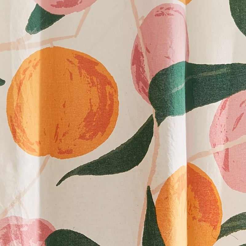 1pc Pure Polyester Digital Print Peach Shower Curtain Decorative With 12 Plastic Hooks 72 W X 96 H - Image 5