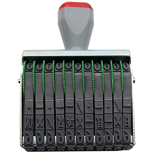 ZENG 11 Line Changeable Numbers 0-9 & Symbol Rubber Stamp, Fit for Date,Business Office & School Supplies, Imprint Size 68 x 7 mm, Multicolor - Image 1