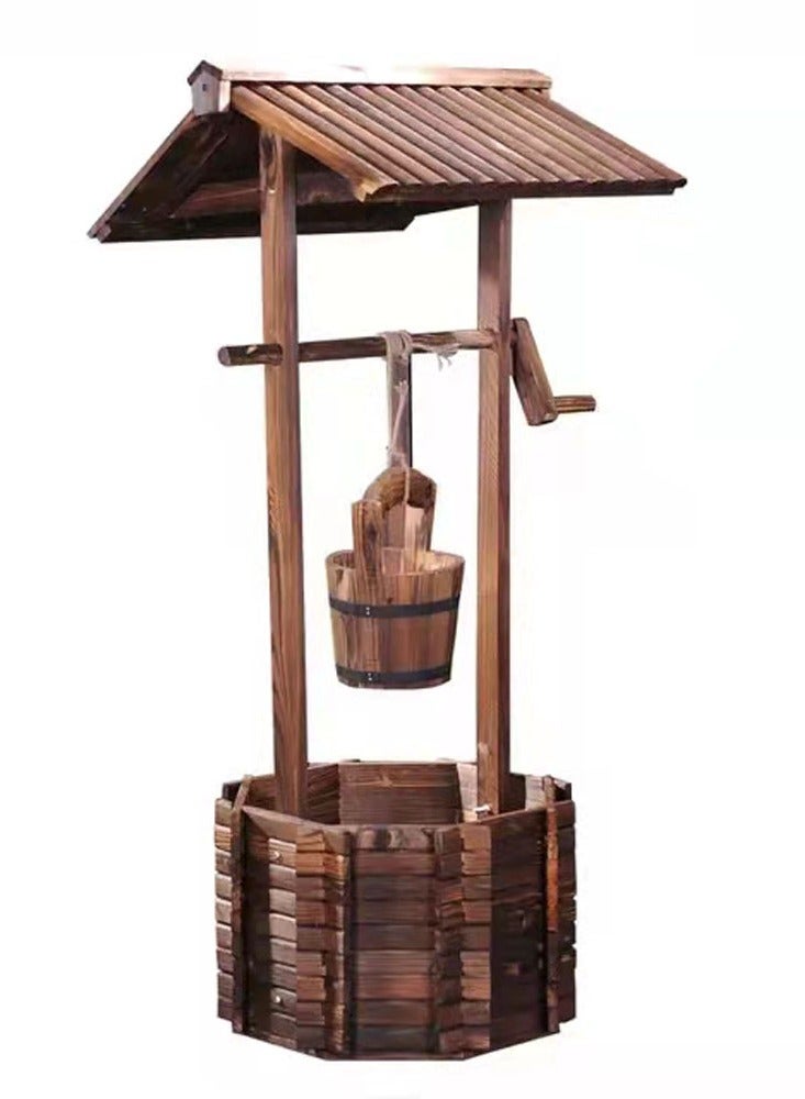 LINGWEI Wooden Flower Pot Brown 50x107x50cm - Image 2