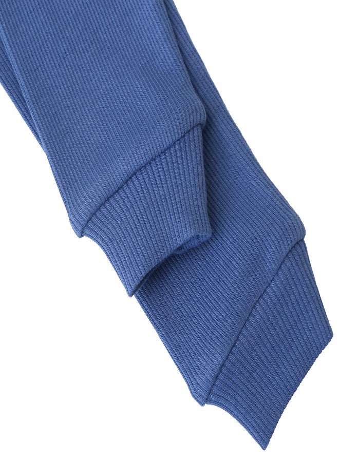 Lilax Baby Boy Outfit Pant Set, Solid Ribbed Knit Toddler Pullover Sweater & Pants Set (6-9 Months, Blue) - Image 5