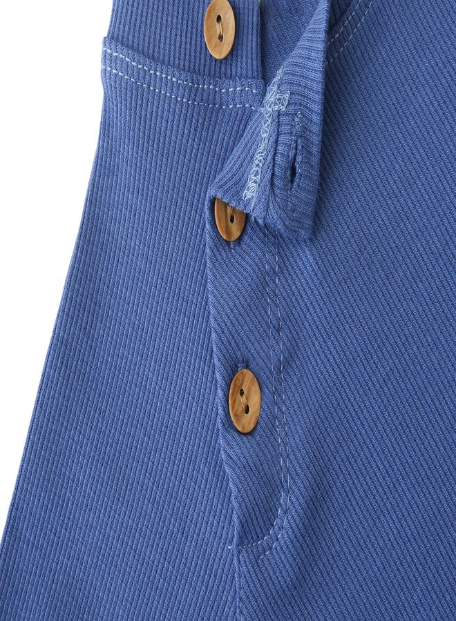 Lilax Baby Boy Outfit Pant Set, Solid Ribbed Knit Toddler Pullover Sweater & Pants Set (6-9 Months, Blue) - Image 4