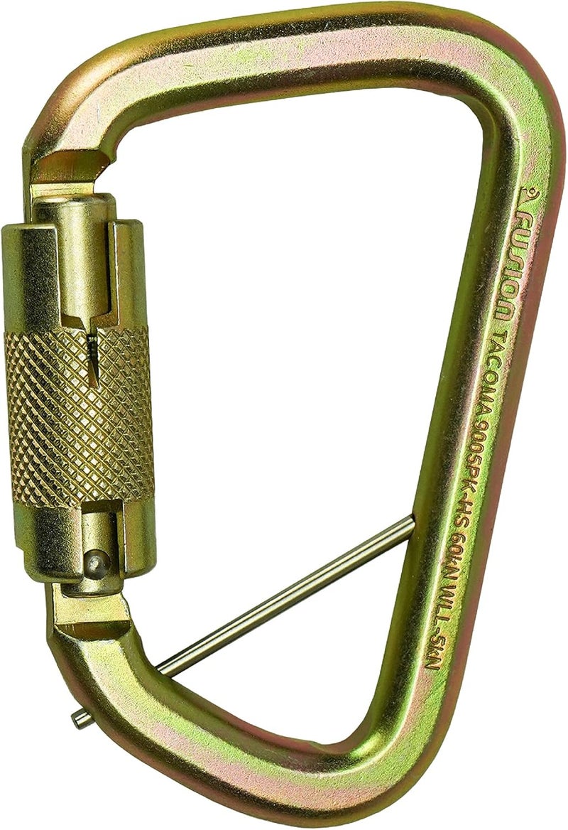 FUSION Climb Tacoma Steel High Strength Auto Lock Modified D-Shaped Steel Carabiner, Steel Clip - Image 1