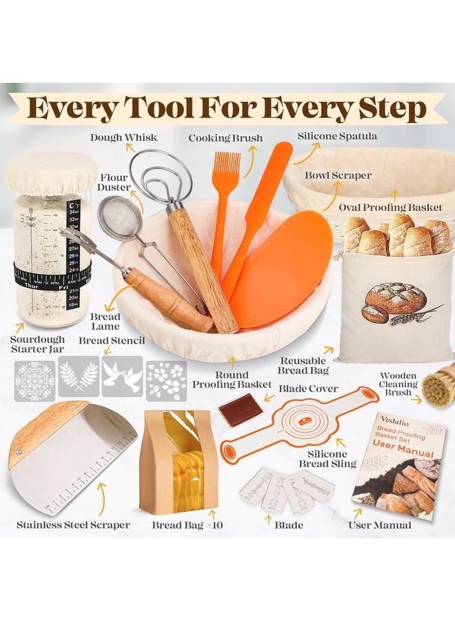 Sourdough Bread Baking Supplies, Sourdough Starter Kit, Bread Proofing Basket, Bread Making Tools Kit, Sour Dough Kit Tools, Sourdough Proofing Basket, Sourdough Kit Gifts for Bakers Women Wife Mom - Image 2