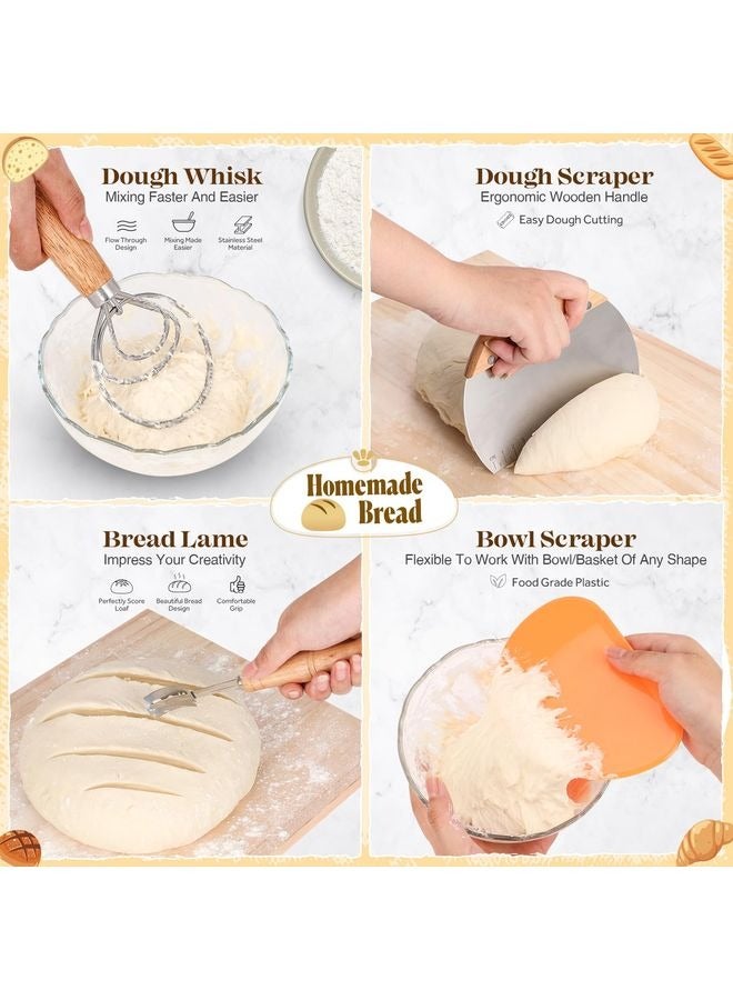 Sourdough Bread Baking Supplies, Sourdough Starter Kit, Bread Proofing Basket, Bread Making Tools Kit, Sour Dough Kit Tools, Sourdough Proofing Basket, Sourdough Kit Gifts for Bakers Women Wife Mom - Image 4