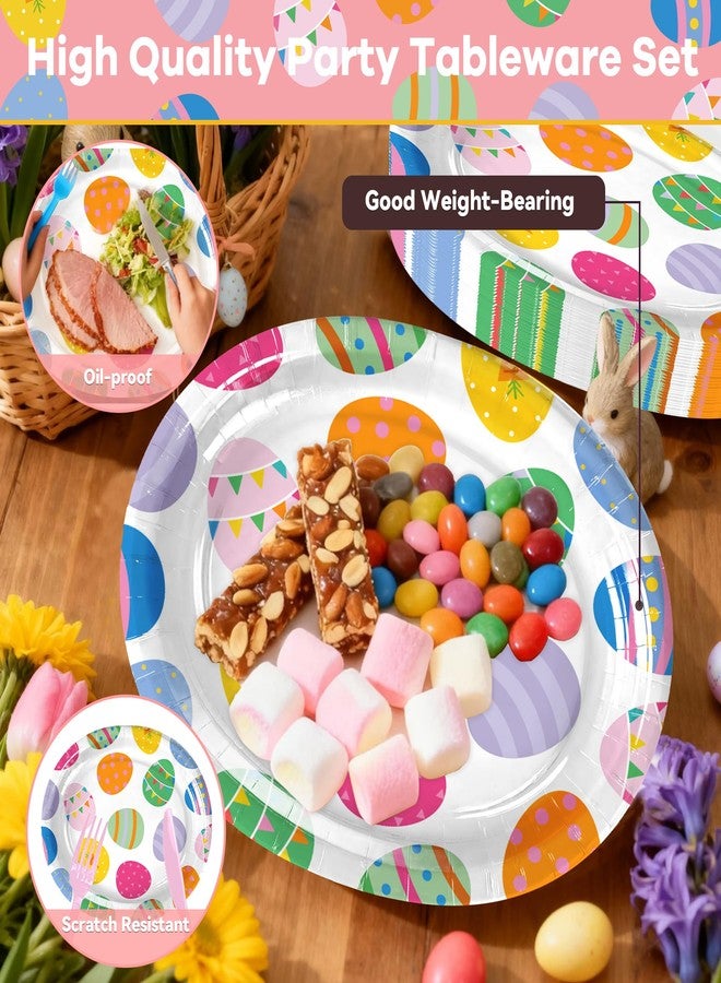 ٢٥ قطعة من أطباق عيد الفصح، أطباق ورقية بيضاوية مزينة ببيض عيد الفصح، أطباق مزخرفة بنقوش بيض ملونة، مثالية لحفلات الزفاف الربيعية وحفلات عيد الفصح. - Image 4