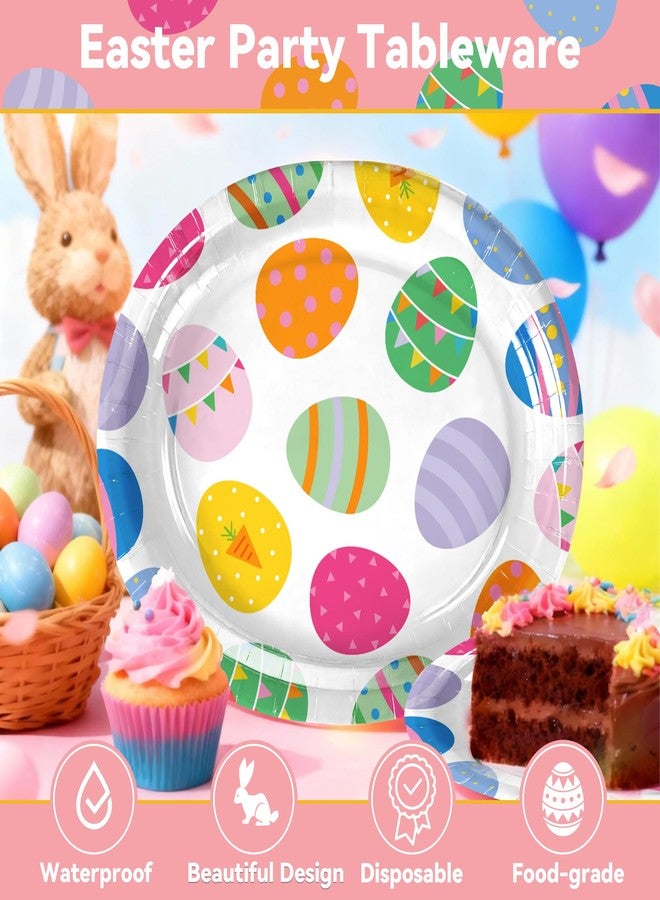 ٢٥ قطعة من أطباق عيد الفصح، أطباق ورقية بيضاوية مزينة ببيض عيد الفصح، أطباق مزخرفة بنقوش بيض ملونة، مثالية لحفلات الزفاف الربيعية وحفلات عيد الفصح. - Image 3