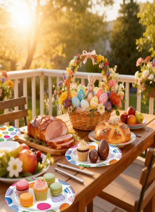٢٥ قطعة من أطباق عيد الفصح، أطباق ورقية بيضاوية مزينة ببيض عيد الفصح، أطباق مزخرفة بنقوش بيض ملونة، مثالية لحفلات الزفاف الربيعية وحفلات عيد الفصح. - Image 5