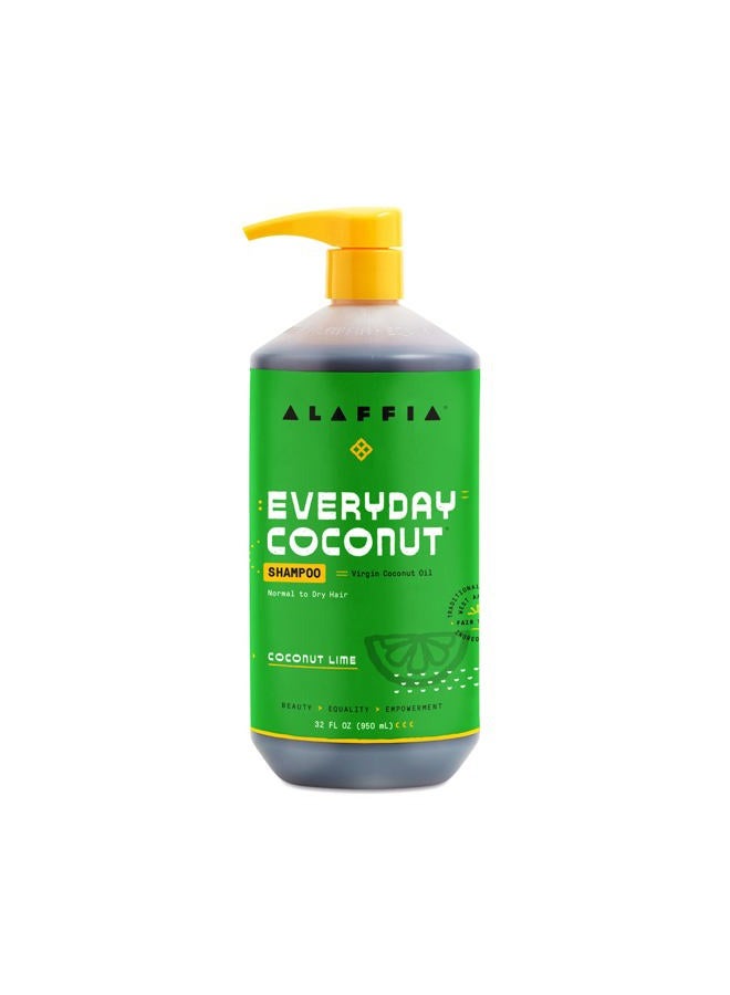 Alaffia Everyday Coconut Shampoo, Dry to Extra Dry Hair, Gentle Support to Cleanse, Hydrate, and Stimulate Hair with African Ginger, Coconut Oil, and Shea Butter, Fair Trade, Coconut Lime, 32 Ounces - Image 1