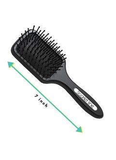 Scarlet Line Professional Matte Finish Back Side Crystal Mirror Small Paddle Hair Styling Salon Brush With Wooden Handle For Men N Women_Black  - Image 3