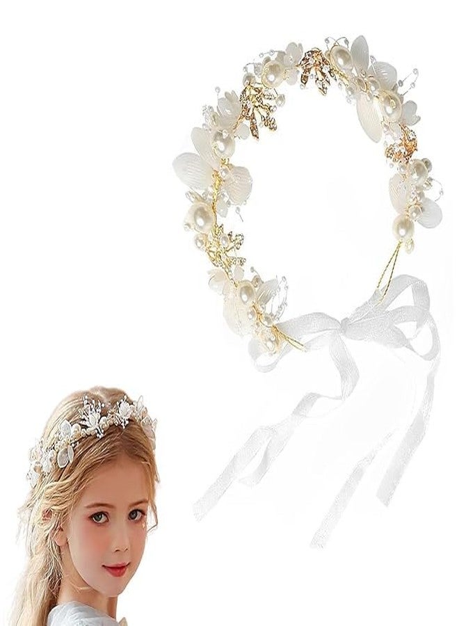 DREWTA Tiara for Women, Hair Band, Pearl Flower Crown Headpiece - Wedding Hair Accessories for Girls, Bridal Hairband for Baby, Party, Birthday, Dress Up - Image 2