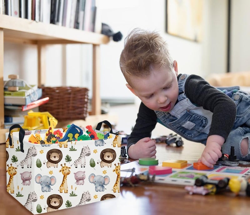 DDBASKET Rectangular Kids Basket Animals Storage Baskets Cute Basket Toy Storage Bin Zoo Room Decor for Home(Zoo) - Image 2