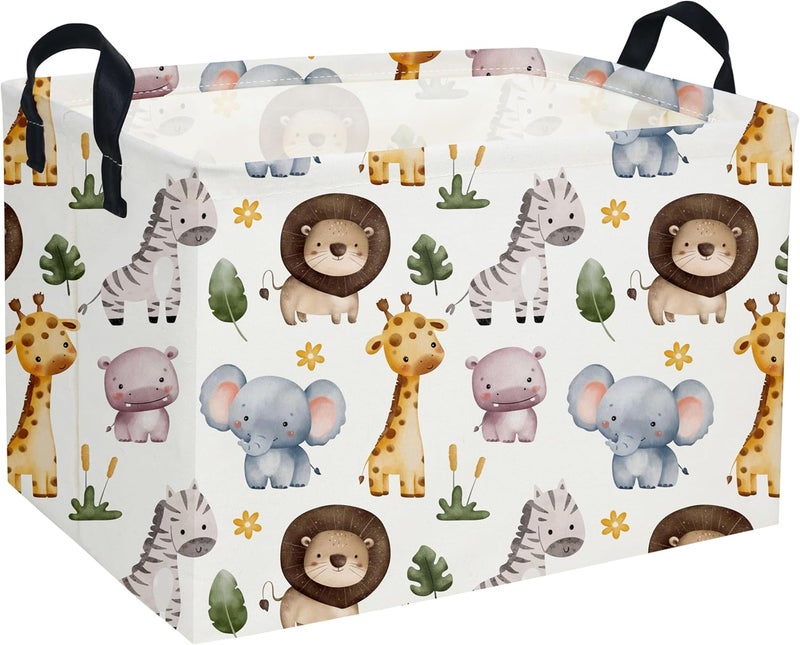 DDBASKET Rectangular Kids Basket Animals Storage Baskets Cute Basket Toy Storage Bin Zoo Room Decor for Home(Zoo) - Image 1