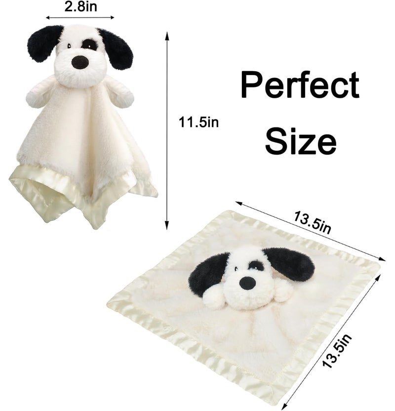 BEILIMU Puppy Baby Security Blanket for Toddler Infant Newborn Boys and Girls Soft Lovey Plush Fabric and Satin Backing, Black 13.5 Inch - Image 4