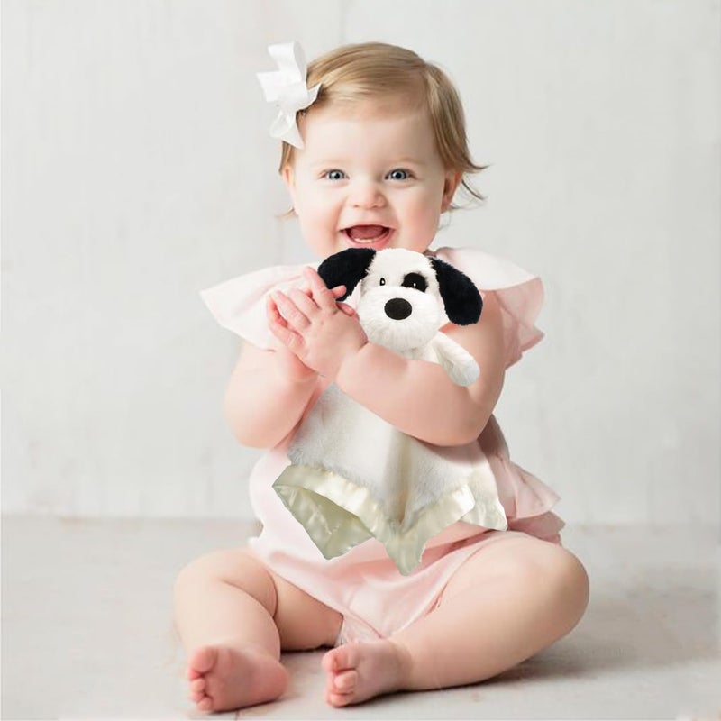 BEILIMU Puppy Baby Security Blanket for Toddler Infant Newborn Boys and Girls Soft Lovey Plush Fabric and Satin Backing, Black 13.5 Inch - Image 5