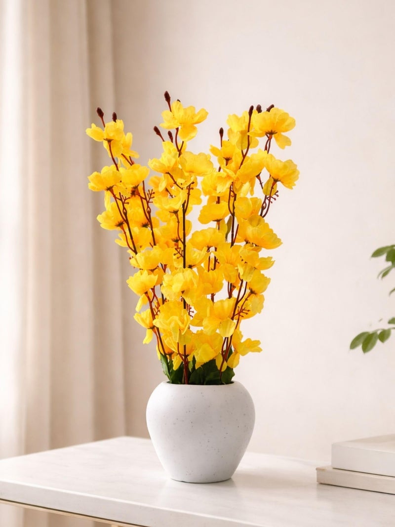 ARTSY® Artificial Flowers with Pot for Home Decoration, Ideal for Office Decor, Gifts, Craft, Artificial Plants with Pot, Yellow, Combo, 1 Piece, 45 cm Height | - Image 1