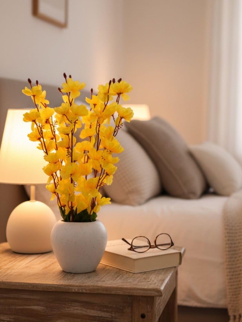 ARTSY® Artificial Flowers with Pot for Home Decoration, Ideal for Office Decor, Gifts, Craft, Artificial Plants with Pot, Yellow, Combo, 1 Piece, 45 cm Height | - Image 4