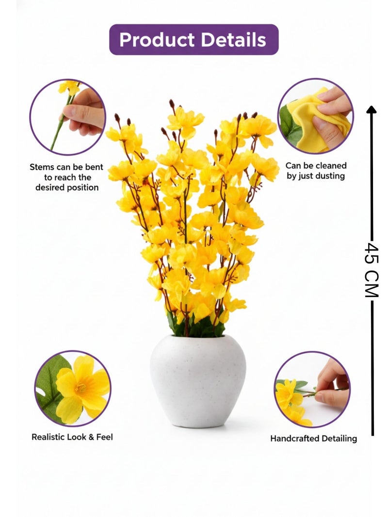 ARTSY® Artificial Flowers with Pot for Home Decoration, Ideal for Office Decor, Gifts, Craft, Artificial Plants with Pot, Yellow, Combo, 1 Piece, 45 cm Height | - Image 5