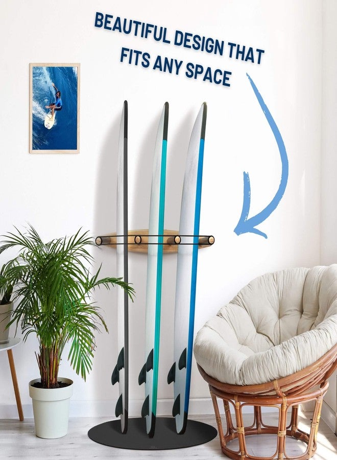 Hang 11 Vertical Surfboard Rack - Surf Racks for Wall, Sustainable Hardwood Surf Board Holder with Rubber Mat, Surfboard Wall Mount, Paddle Board & SUP Garage Storage (4 arms / 3-4 boards) - Image 2