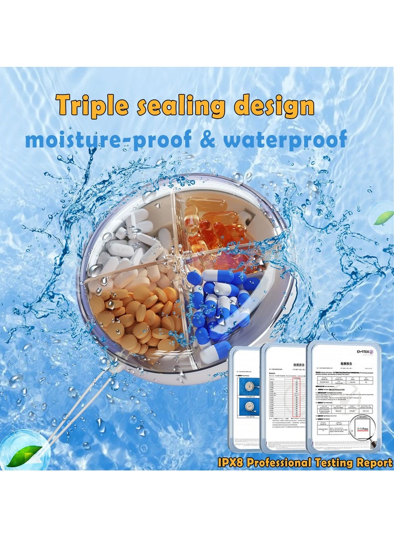 SYOSI Portable Pill Organizer, Daily Pill Organizer Box, Waterproof Dustproof Travel Pill Organizer Case with 4 Compartment, Compact Pill Holder for Vitamins, Fish Oil, Supplements and Medication - Image 5