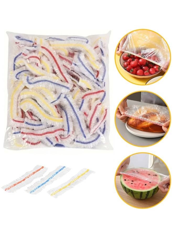 MiMi & BeiBei 100Pcs Disposable Food Cover Plastic Wrap Elastic Fresh Keeping Food Cover Bags for Fruit Cups Bowls Cover Fresh Keeping Plastic Bags Plastic Bowl Covers Plastic Wrap - Image 1