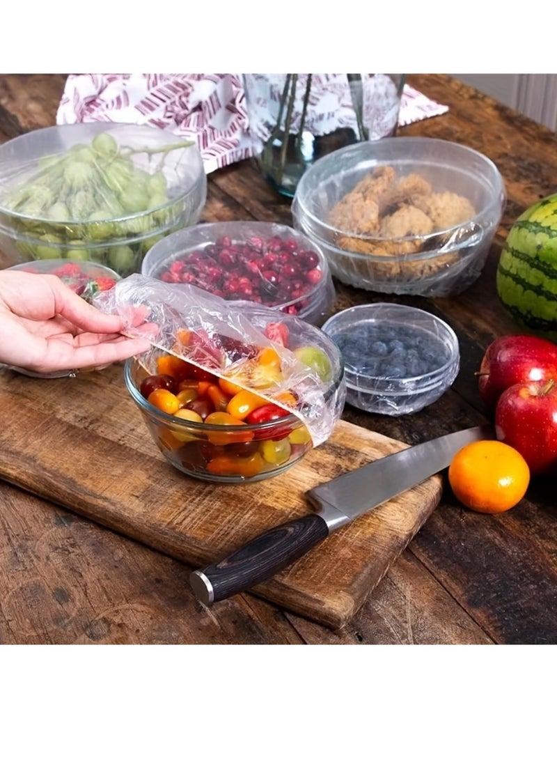 MiMi & BeiBei 100Pcs Disposable Food Cover Plastic Wrap Elastic Fresh Keeping Food Cover Bags for Fruit Cups Bowls Cover Fresh Keeping Plastic Bags Plastic Bowl Covers Plastic Wrap - Image 2