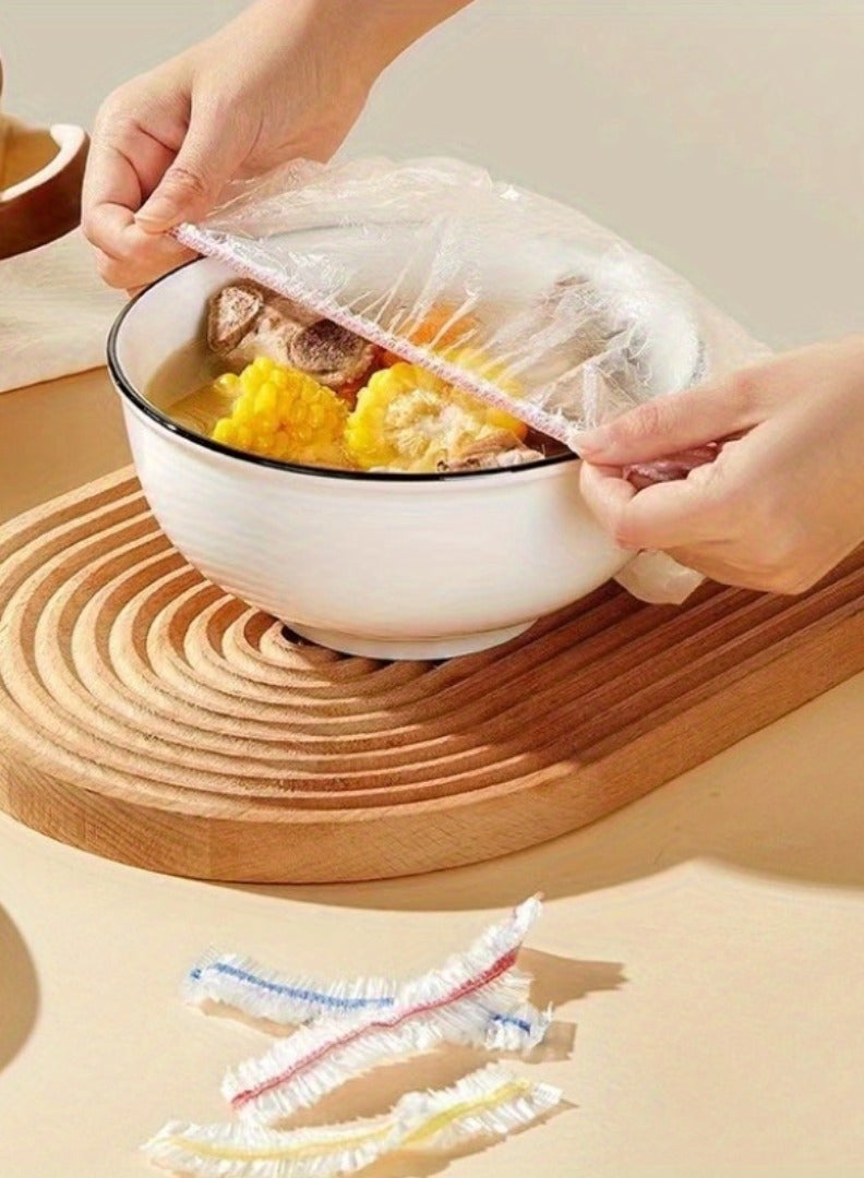 MiMi & BeiBei 100Pcs Disposable Food Cover Plastic Wrap Elastic Fresh Keeping Food Cover Bags for Fruit Cups Bowls Cover Fresh Keeping Plastic Bags Plastic Bowl Covers Plastic Wrap - Image 4