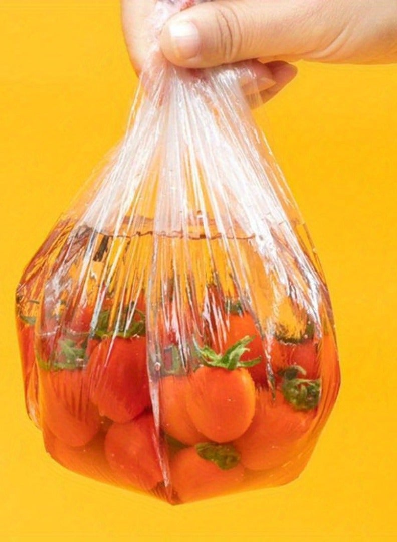 MiMi & BeiBei 100Pcs Disposable Food Cover Plastic Wrap Elastic Fresh Keeping Food Cover Bags for Fruit Cups Bowls Cover Fresh Keeping Plastic Bags Plastic Bowl Covers Plastic Wrap - Image 5