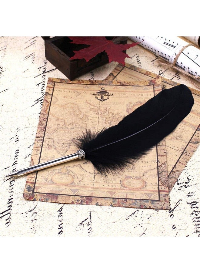 FEATTY Black Ink Feather Quill Ballpoint Pen 1 Pack 5 Refills - Image 5