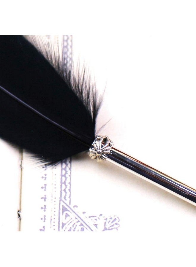 FEATTY Black Ink Feather Quill Ballpoint Pen 1 Pack 5 Refills - Image 4