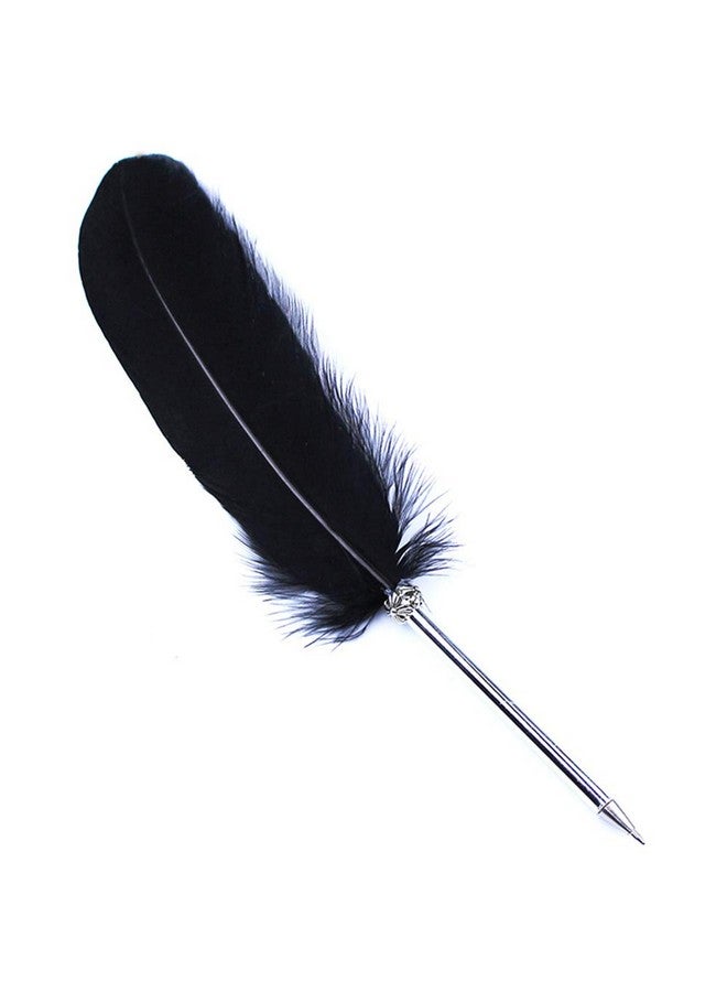 FEATTY Black Ink Feather Quill Ballpoint Pen 1 Pack 5 Refills - Image 1