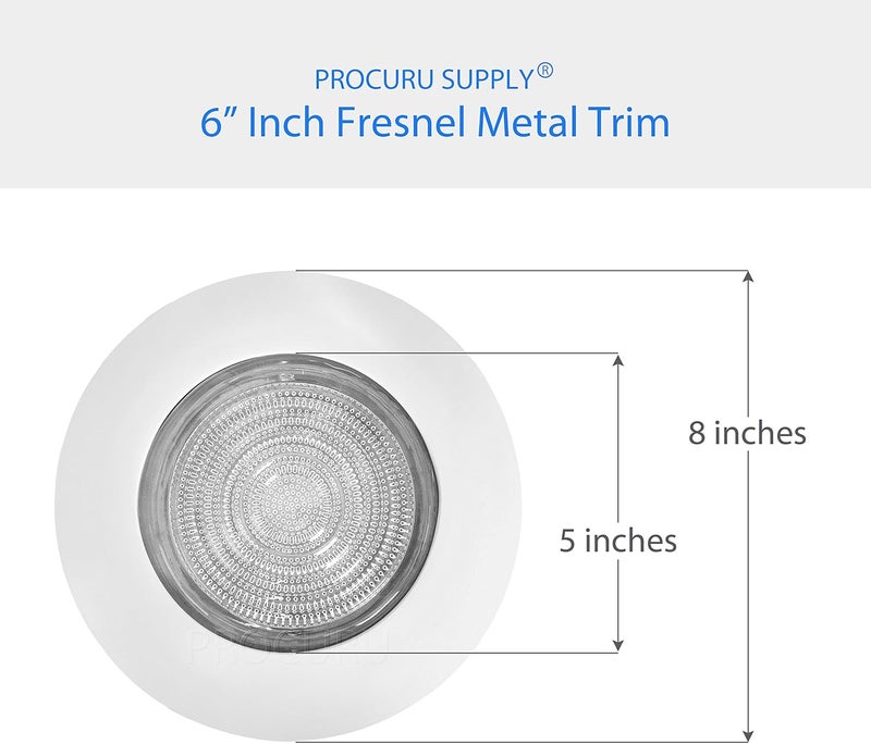 PROCURU 6" White Metal Shower Trim with Fresnel Glass Lens - for Wet Locations - for 6" Recessed Can Lights - UL Listed (White-Fresnel (4-Pack)) - Image 5