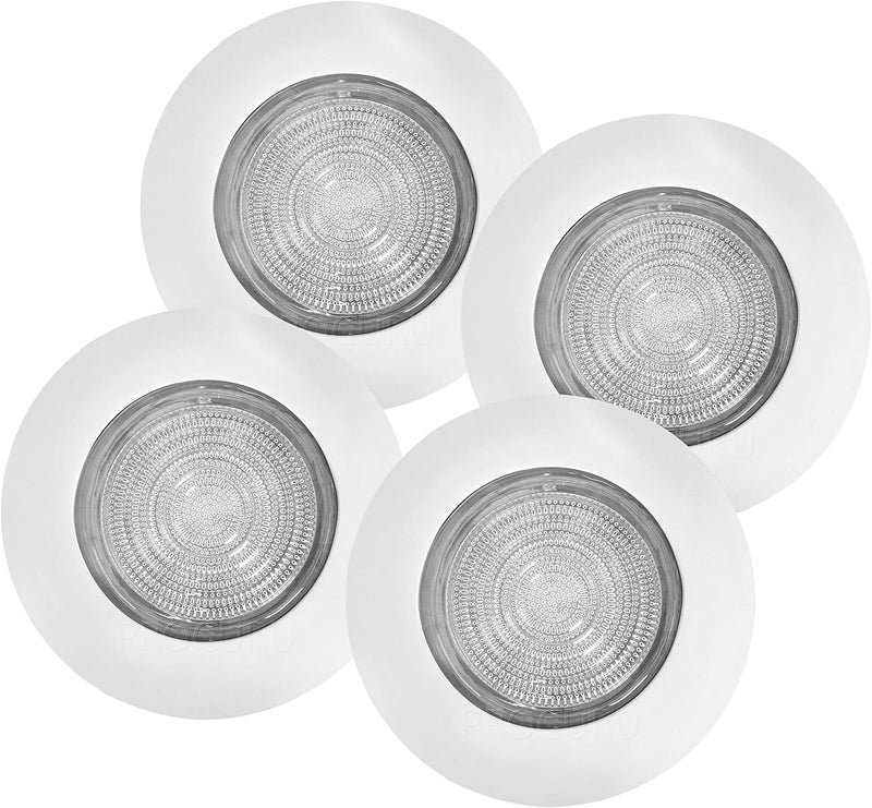 PROCURU 6" White Metal Shower Trim with Fresnel Glass Lens - for Wet Locations - for 6" Recessed Can Lights - UL Listed (White-Fresnel (4-Pack)) - Image 1