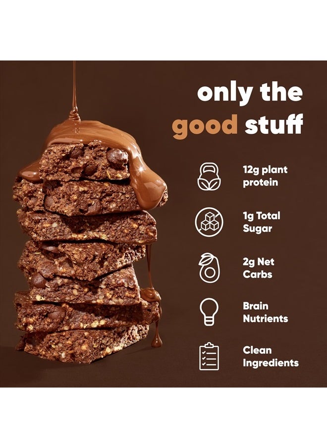 IQBAR - Brain and Body Plant Protein Bars - Chocolate Sea Salt - 12 Count, Low Carb, High Fiber, Gluten Free, Vegan Snacks - Low Sugar Keto Energy Bar - Image 1